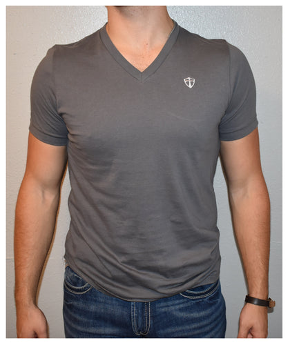 Super Soft Ringspun (Asphalt Smooth Gray) V-Neck T-Shirt