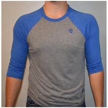 Load image into Gallery viewer, Soft Baseball Style (Gray and Blue) Three Quarter (3/4) Sleeve Shirt